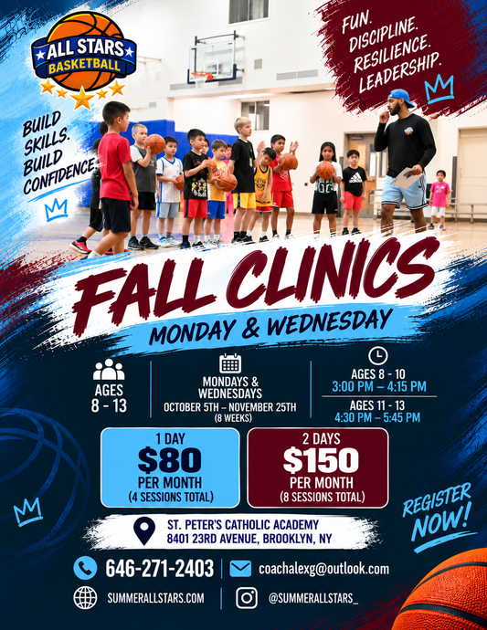 Skills & Drills | Ages 11–13 | Fall 2026 | Monday & Wednesday 4:30pm-5:45pm